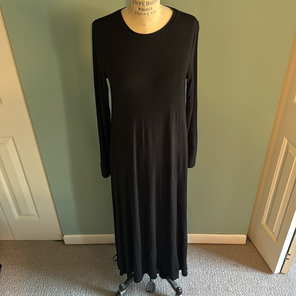 Black boho flowy long dress